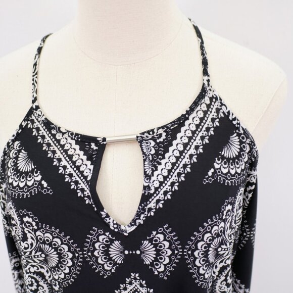 INC International Concepts 1X  Black White Open Shoulder Spaghetti Strap Top Lon - Picture 2 of 8
